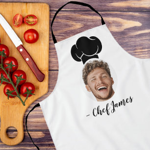 Custom Chef with Photo & Name Cooking Gift White Apron