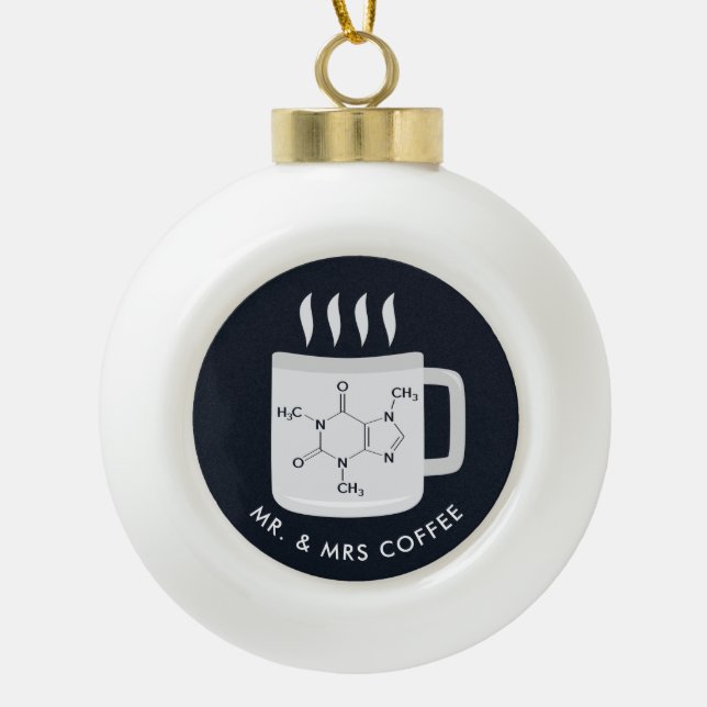 Custom Chemistry Lab Technicians Coffee Lovers Ceramic Ball Christmas Ornament (Front)