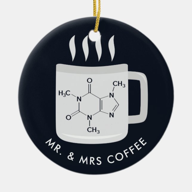 Custom Chemistry Lab Technicians Coffee Lovers Ceramic Ornament (Front)