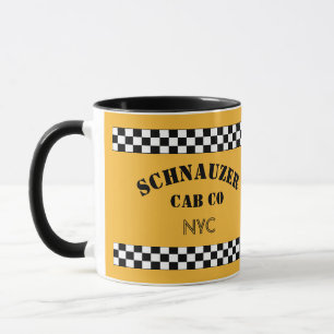 Custom Chequered Cab Taxi Style Yellow and Black Mug