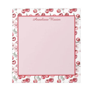 Custom Cherries and Cherry Blossom Pattern Notepad