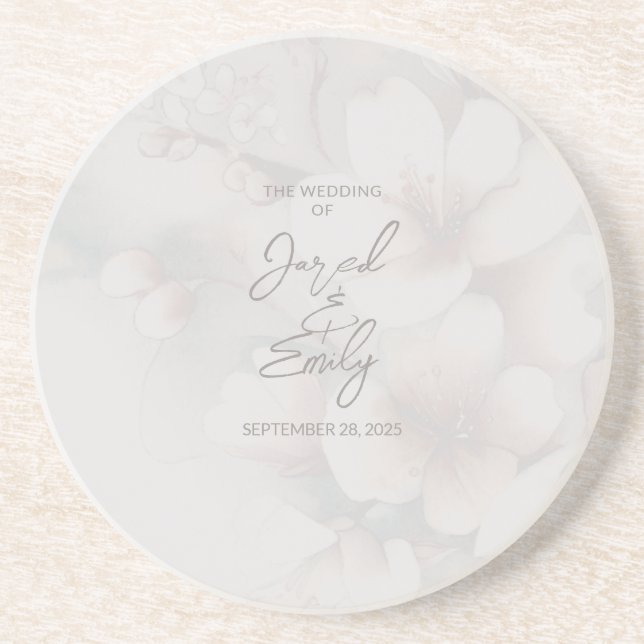 Custom Cherry Blossom Wedding Coaster (Front)