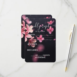 Custom Cherry Blossoms Wedding RSVP Card