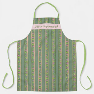 CUSTOM Cherry Lime Ditsy Floral pin Stripe Apron