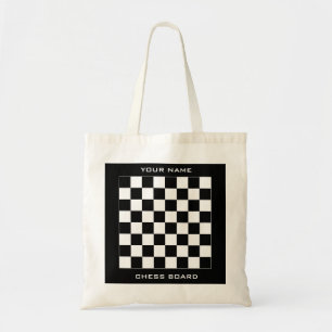 Custom chess and checkers board game tote bag