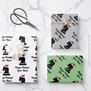 Custom chess piece Christmas wrapping paper sheets