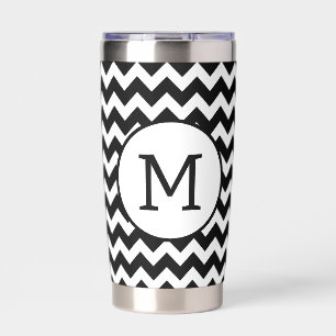 Custom chevron stripes monogram insulated tumbler
