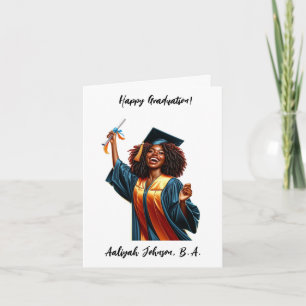 Custom Chic African-American Woman Graduation Card