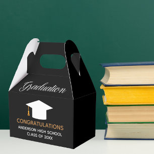 Custom Chic Black Congratulations Graduation Party Favour Box