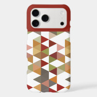 Custom Chic Dark Red Green Taupe Brown Polygon Art