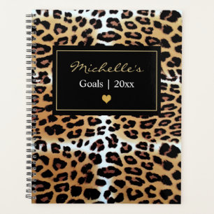 Custom Chic Elegant Brown Black White Leopard  Planner