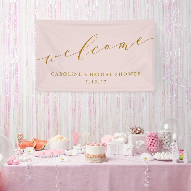 Custom Chic Elegant Pink Bridal Shower Welcome  Banner (Party)
