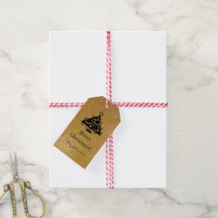 Custom chic gold glitter Christmas tree gift tags