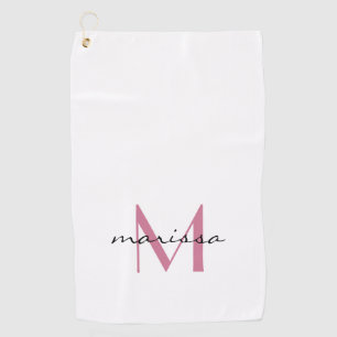 Custom Chic Ladies Pink Name Monogram Golf Towel