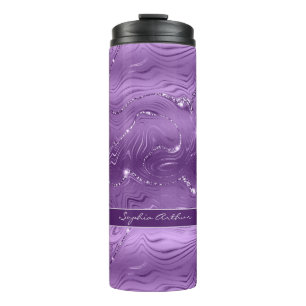 Custom Chic Luxury Purple Silver Glitter Pattern Thermal Tumbler