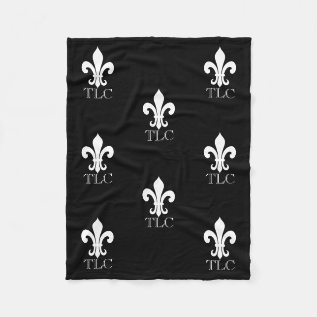 Custom chic monogram fleur de lis fleece blanket (Front)