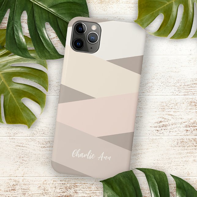 Custom Chic Natural Tan Beige Taupe Ivory Stripes iPhone Case (Creator Uploaded)