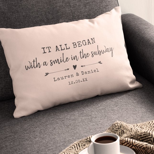 Custom Chic Pink Where It All Began Valentines Day Lumbar Cushion (Creator Uploaded)
