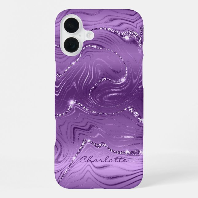 Custom Chic Purple Silver Glitter Pattern Girly iPhone Case (Back)