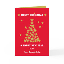 Custom Chic Red & Gold Glitter Stars Christmas