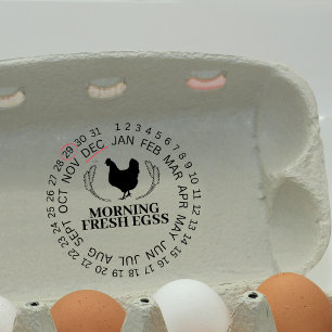 Custom Chicken Egg Date Farmhouse Business Nmae Rubber Stamp