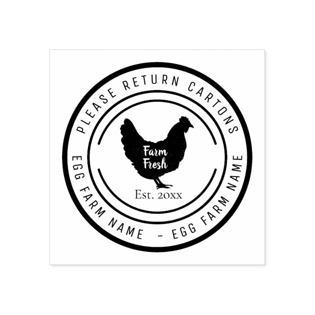 Custom Chicken Farm Fresh Eggs Rubber Stamp (Imprint)