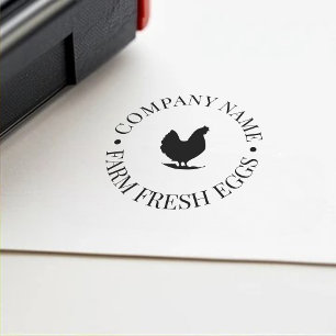 Custom Chicken Silhouette Logo Vintage Egg Farm Rubber Stamp