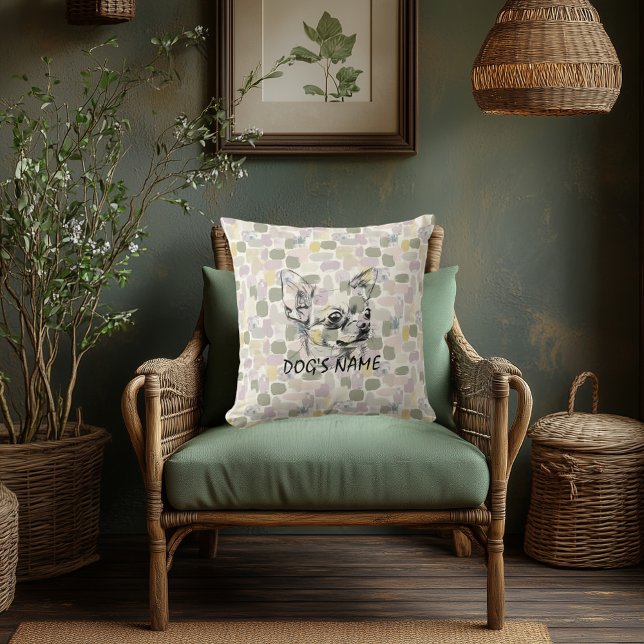 Custom Chihuahua Portrait Pillow Abstract Pattern (Creator Uploaded)