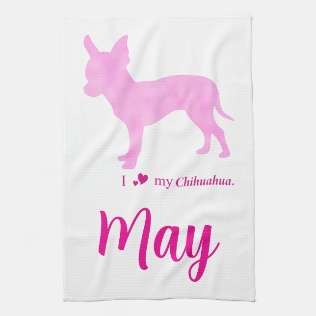 Custom Chihuahua towel Pastel Pink Silhouette (Vertical)