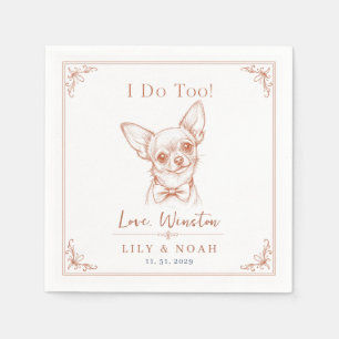Custom Chihuahua Wedding Sketch Minimalist bow Napkin