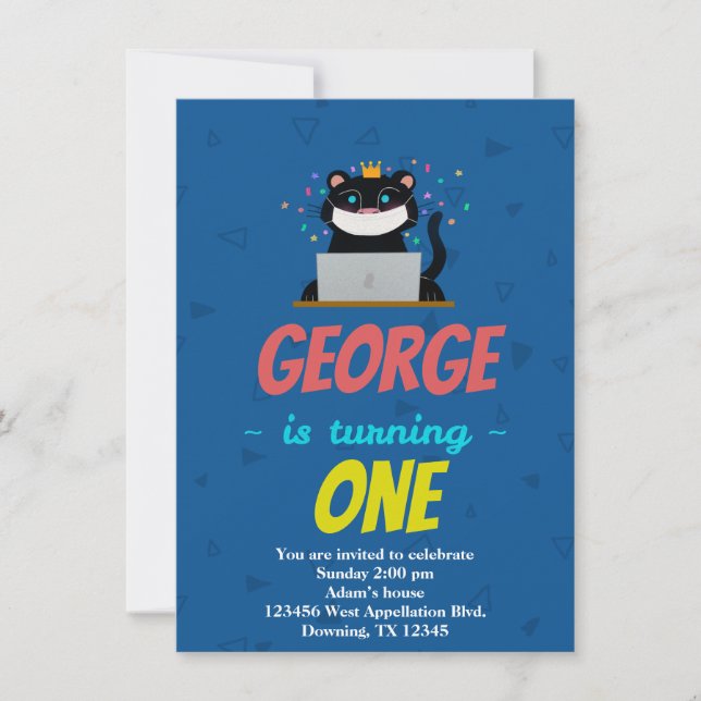 Custom Child Black Panther Mask Cartoon Invitation (Front)