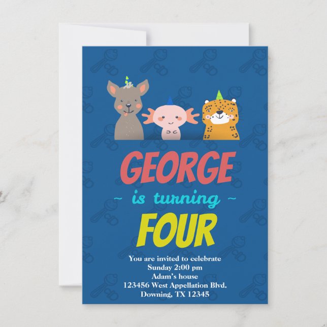 Custom Child Cheetah Sea Monkey Cartoon Invitation (Front)