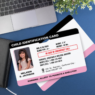 Custom Child Emergency Photo ID Badge for Kids