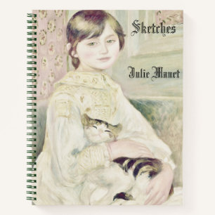 Custom "Child with Cat" by Renoir Name Sketchbook Notebook