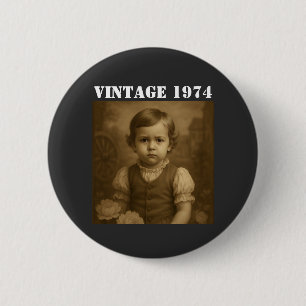 Custom Childhood Photo & Year Vintage Personalised 6 Cm Round Badge