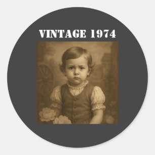 Custom Childhood Photo & Year Vintage Personalised Classic Round Sticker