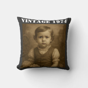 Custom Childhood Photo & Year Vintage Personalised Cushion