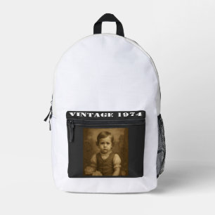 Custom Childhood Photo & Year Vintage Personalised Printed Backpack