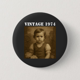 Custom Childhood Photo & Year Vintage Personalized 6 Cm Round Badge