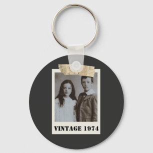 Custom Childhood Photo & Year Vintage Personalized Key Ring