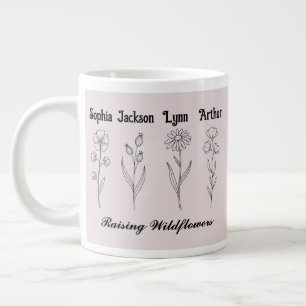 Custom Children Name Wildflower Garden Large Coffee Mug