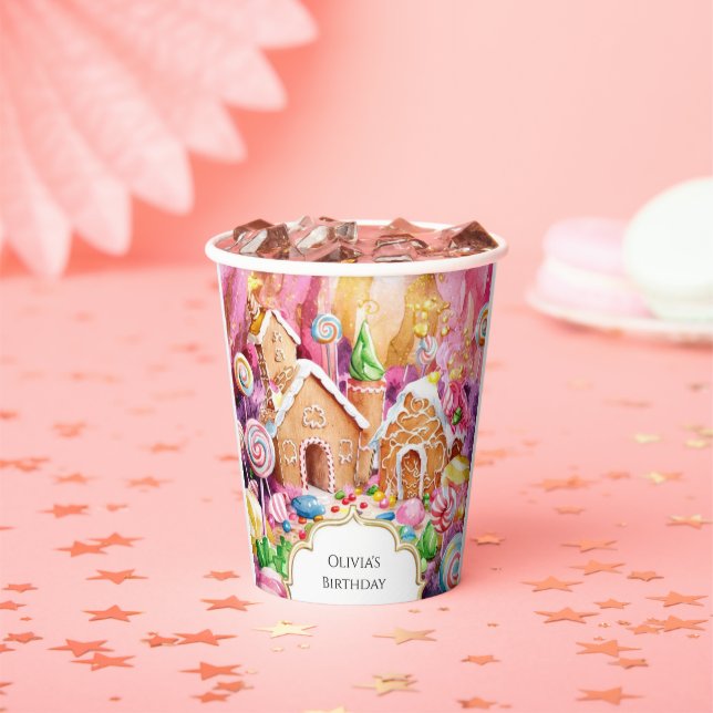 Custom Children's Candyland Birthday Paper Cups (Insitu)