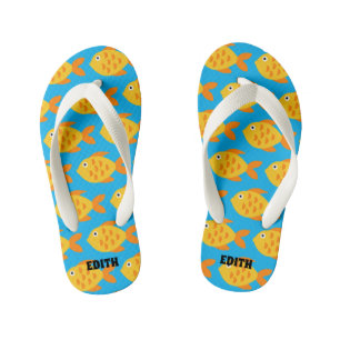 Custom children's Flip Flops with gold fish design