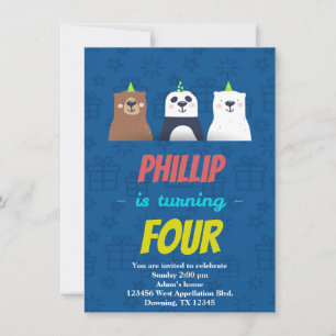 Custom Childs Birthday Card Animals Hats Cartoons