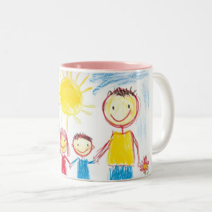 Custom Child's Drawing Family Memory Gift Two-Tone Coffee Mug
