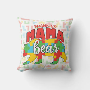 Custom Childs NAME Mama Bear Autism Awareness Mum Cushion
