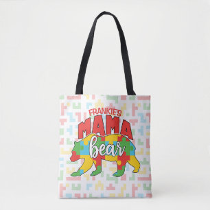 Custom Childs NAME Mama Bear Autism Awareness Mum Tote Bag