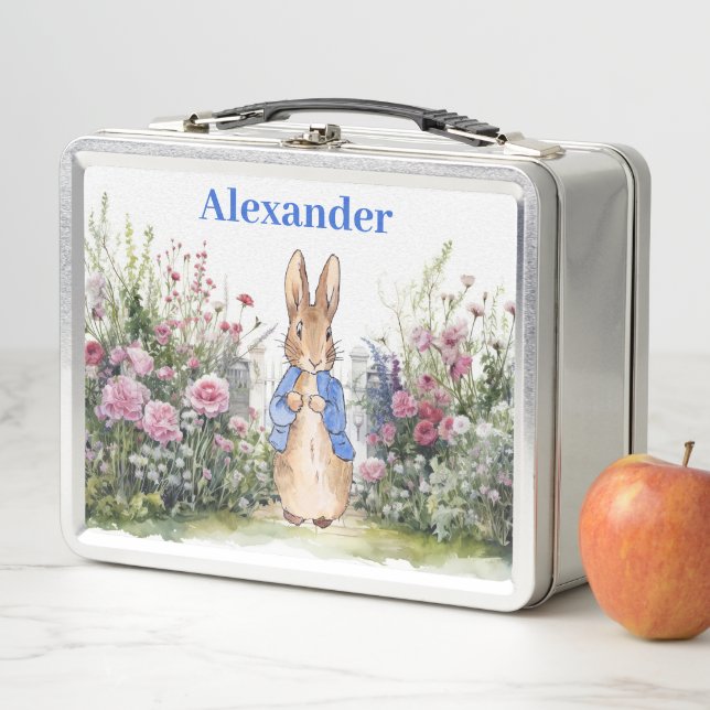 Custom Child's Name Peter the Rabbit Metal Lunch Box (In Situ)