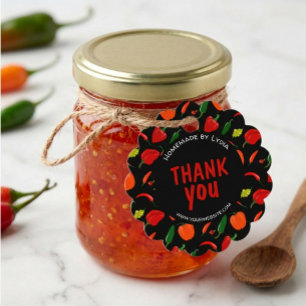 Custom Chilli Pepper Thank You Scalloped Tag