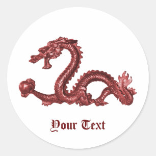 Custom Chinese Dragon Name Fantasy Design Classic Round Sticker